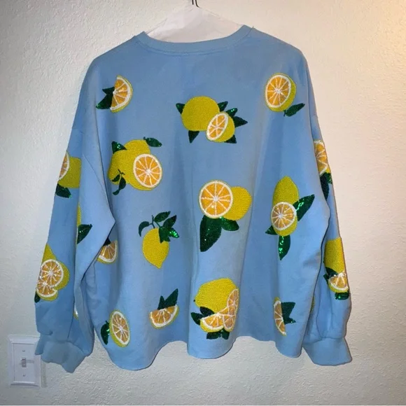Queen of Sparkles Lemon Cropped Sweatshirt. - Picture 3 of 5
